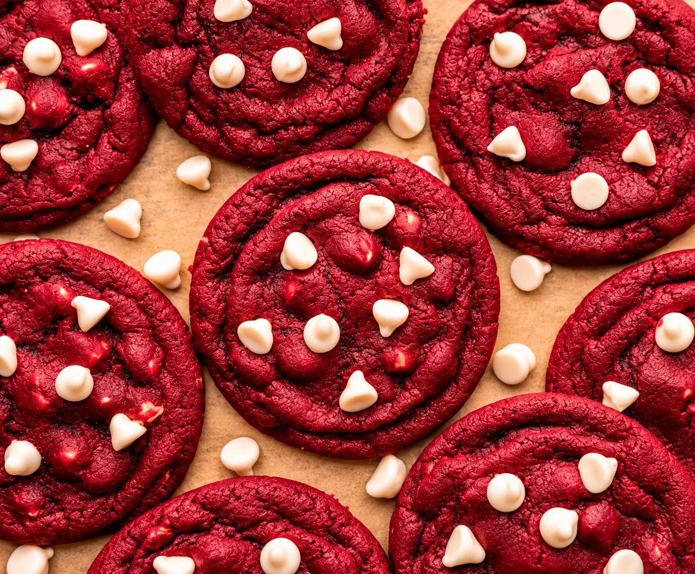 Red velvet cookie with white chocolate chunks