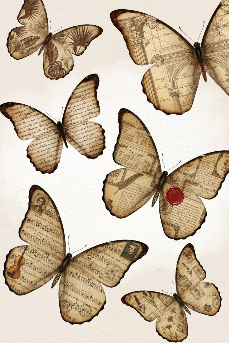 Vintage paper butterfly ephemera